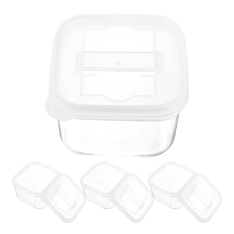 4 ПК Образец выборки контейнеров контейнеры кухня мини -пища с крышками для приправы для холодильника небольшие