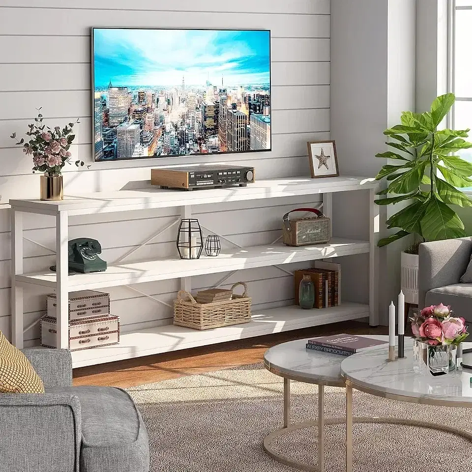 71 -дюймовые таблицы дивана, дополнительная длинная таблица дивана, узкий длинный консольный стол, столик ввода, диван -таблица с 3 полками хранения уровней