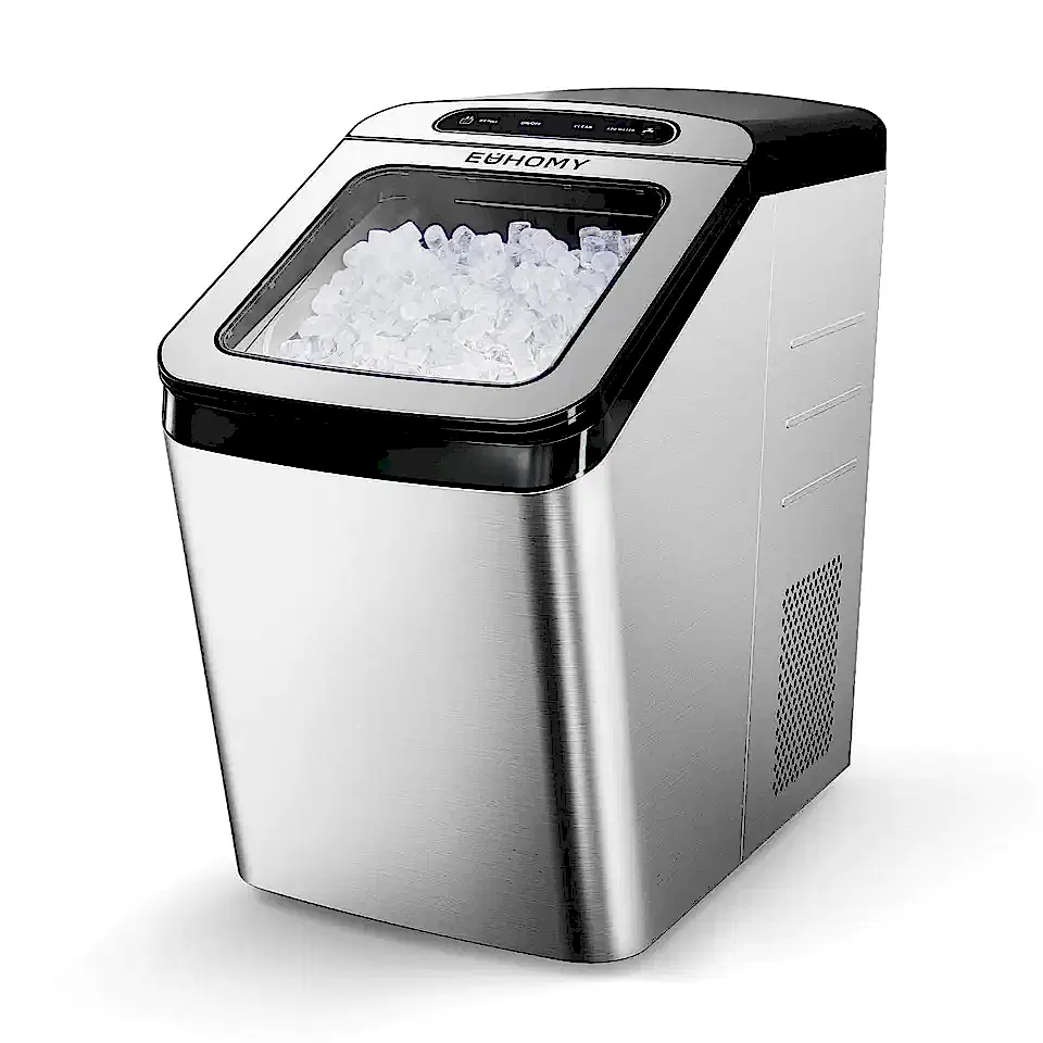 Euhomy Nugget Ice Maker Counterpop, максимум 34 фунтов/день, 2-й путь пополнение воды, самоочищающаяся камешка