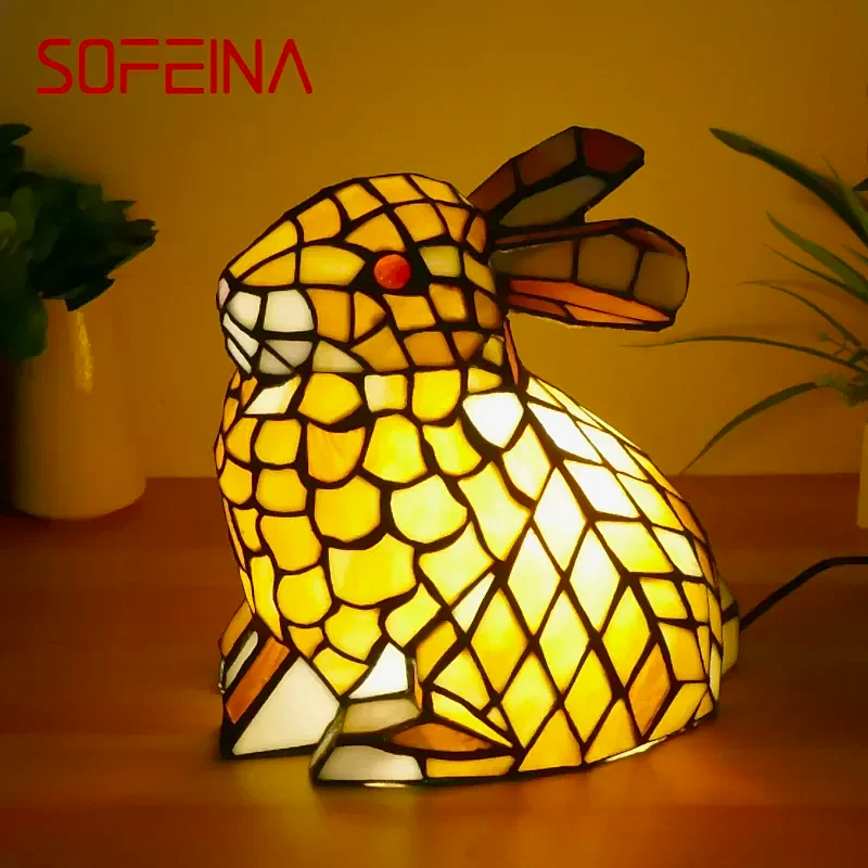 Sofeina Tiffany Rabbit Table Art