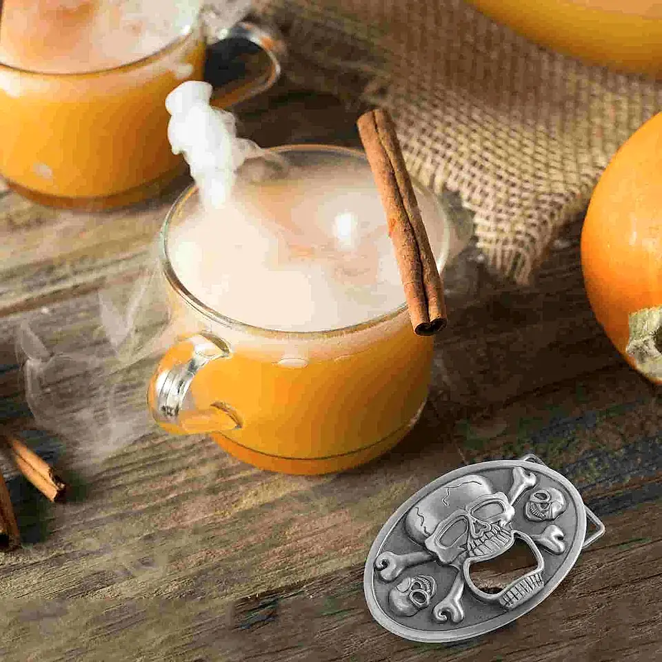 Брюки черепа кнопка Мужчины для бутылки с пряжкой для декоративных прявок жуткие украшения на Хэллоуин