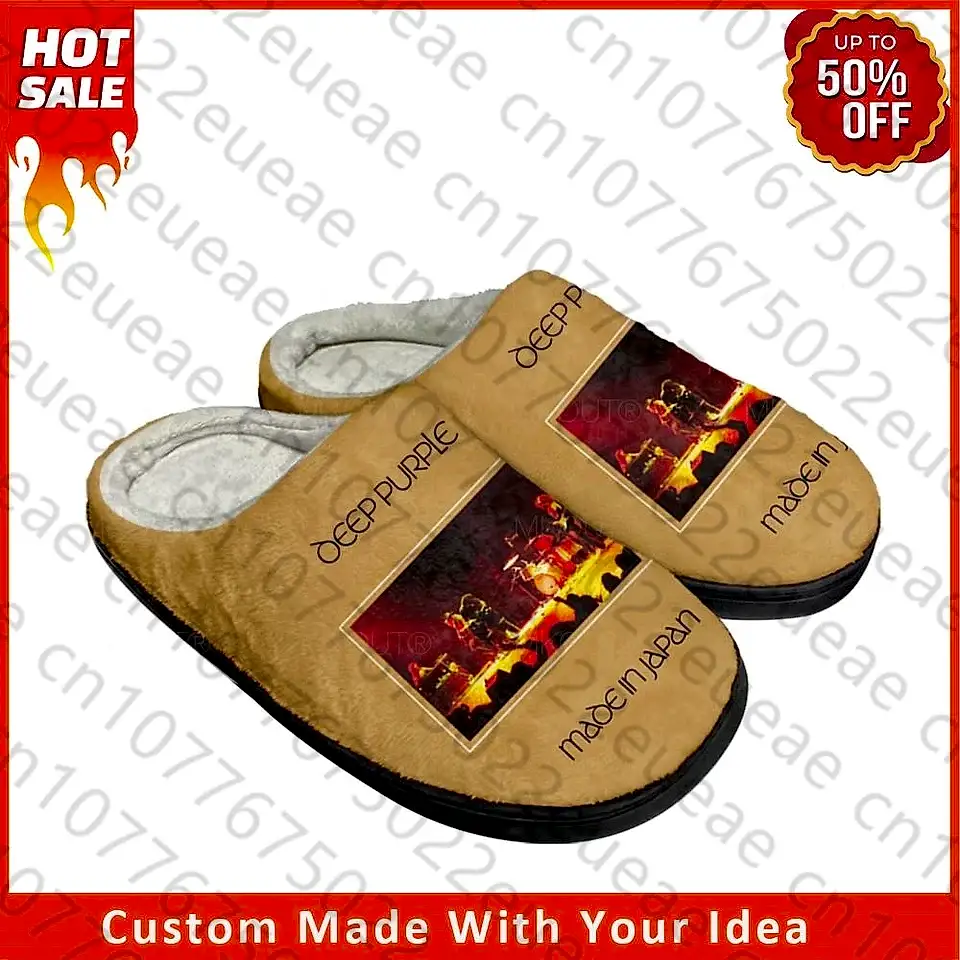 Глубокий фиолетовый хэви -метал рок -группа дома хлопковые тапочки мужские женские сандалии плюшевые спальня держат теплую обувь теплой тапочка