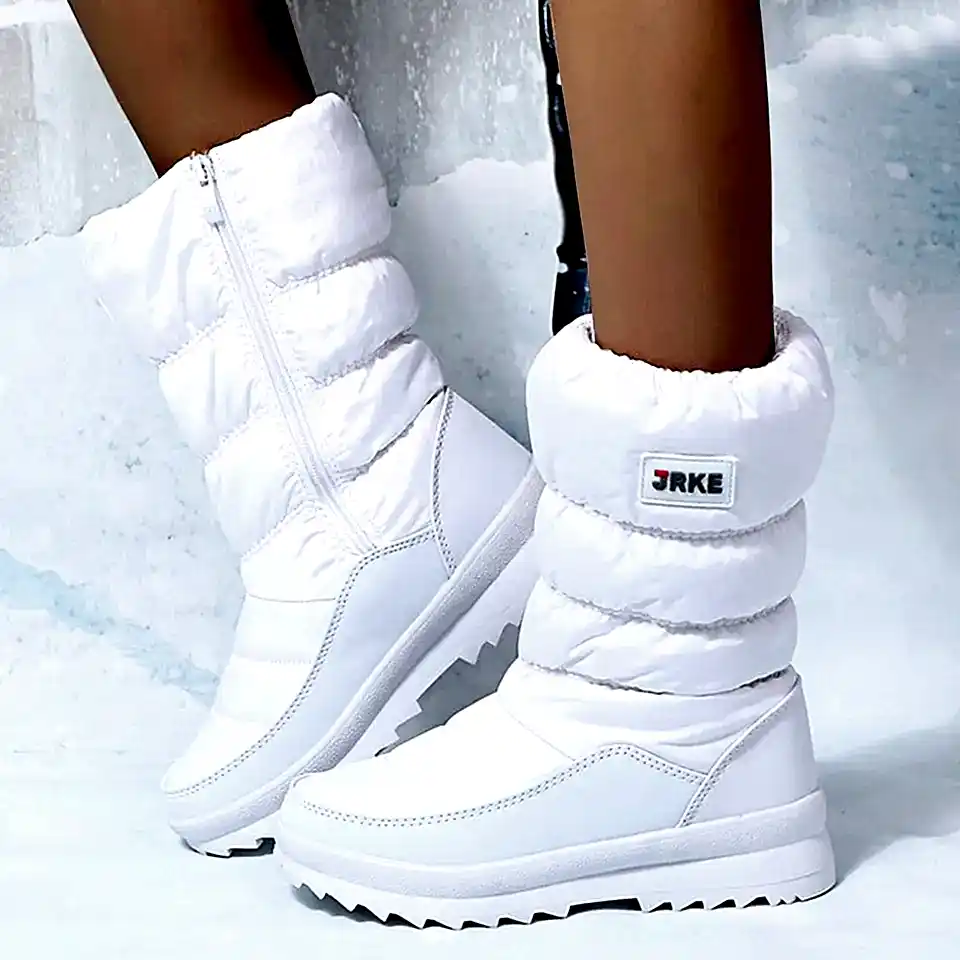 Женская модная платформа снежных сапог флисовые боковые молнии