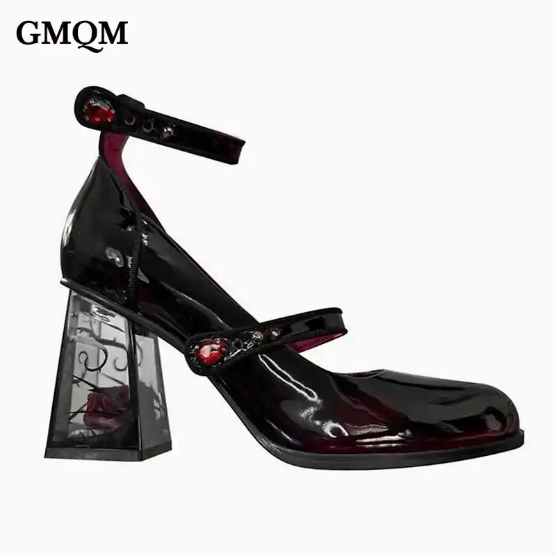 Женщины Gmqm Женщины толстая подошва платформы насосы черная мода высокая сандалии сандалии боковые сандалии женская женская обувь Мэри Джейн круглый