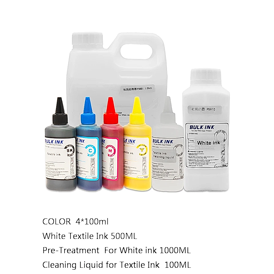 Набор чернил DTG 100 мл*4 с жидкостью предварительной обработки 1L чернила DTG для печати футболки Текстильные чернила для DTG Прямая печать