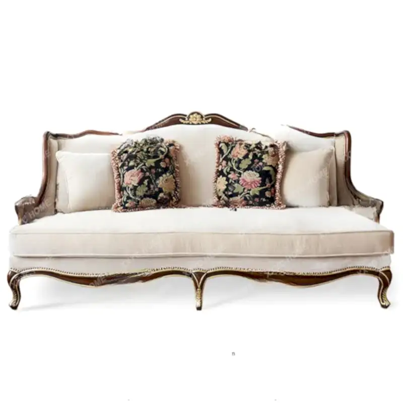 Гостиная диван с твердым деревом комбинация европейская простая ткань небольшая квартира диван